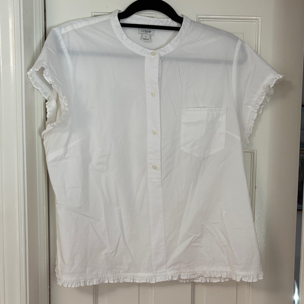 J. Crew Women's White Casual Button Down Shirt